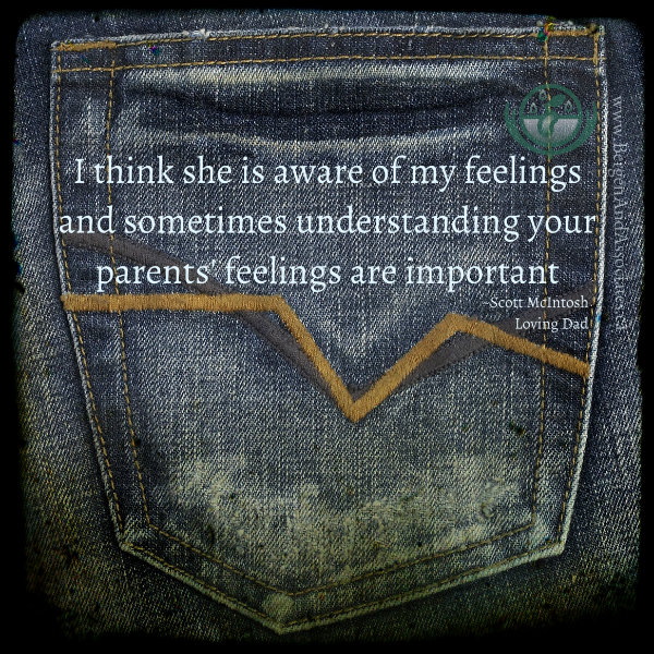 Poster by Bergen and Associates in Winnipeg of a quote by Scott McIntosh that states, "I think she is aware of my feelings and sometimes understanding your parents